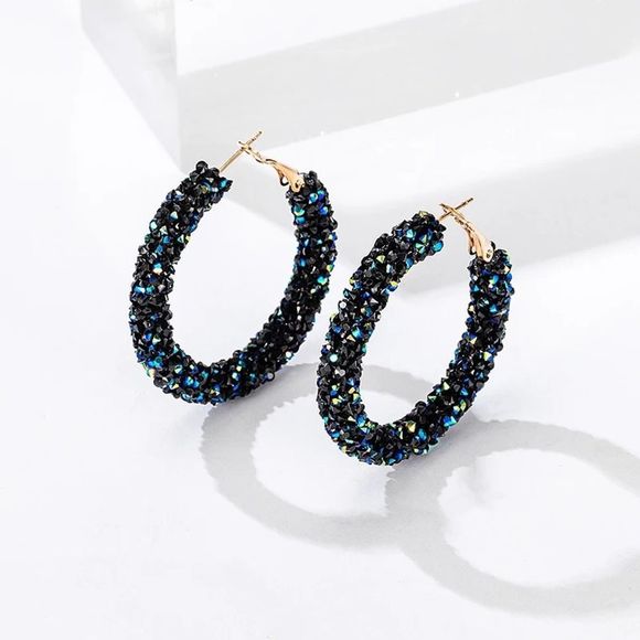 🌺shiny Glitter Cubic zirconia hoop Earring - Picture 2 of 11